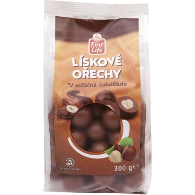 Fine Life Lieskové oriešky v mliečnej čokoláde 300 g