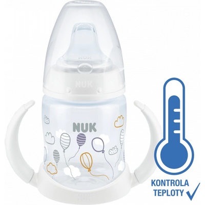 Nuk First Choice lahev na účení s kontrolou teploty 150 ml bílá balónky