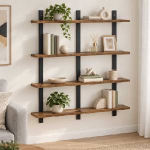 vidaXL Стенен рафт Старо дърво 79.5 x 13.5 x 80 cm Инженерна дървесина (8020381)