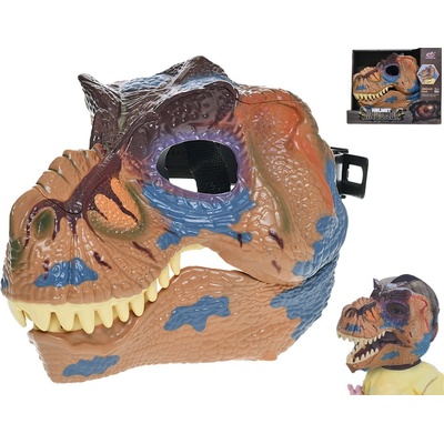 Maska dinosaurus 21x23cm hnědá v krabičce