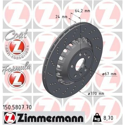 Brzdový kotúč ZIMMERMANN FORMULA Z 150.5807.70