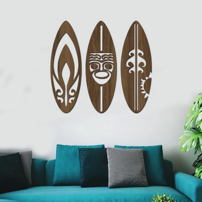 dřevo života Dřevěná dekorace na zeď SURF Zvolte barvu dekoru: Ořech, Rozměry (cm): 90x90