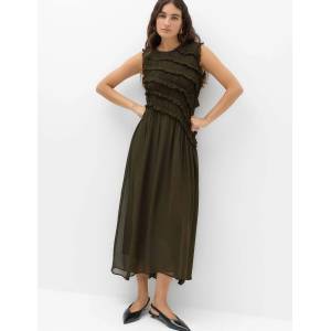 Marks & Spencer Шифонена макси рокля с воланки Marks & Spencer зелено Marks & Spencer | Zelen | ЖЕНИ | 6 REG