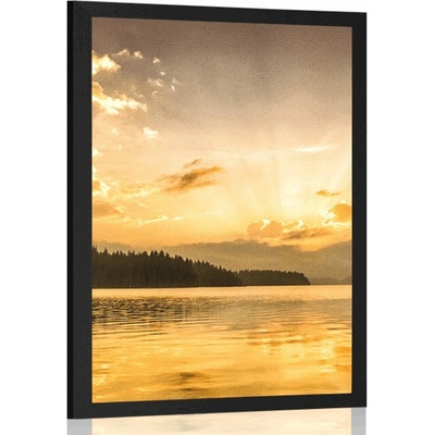 Plakát odraz horského jezera - 30x45 black