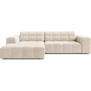 Cosmopolitan Design Кремав кадифен ъглов диван (ляв ъгъл/с лежанка) Chicago - Cosmopolitan Design (COS_LC_M_51_F1_CHICAGO1)