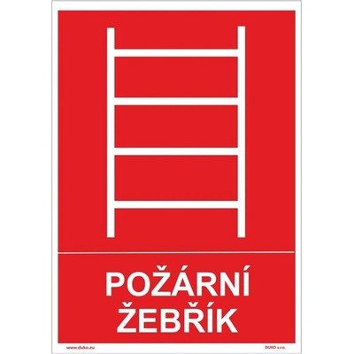 DUKO POŽÁRNÍ ŽEBŘÍK se symbolem a textem Formát: 148 x 210 mm, Materiál: samolepící vinylová fólie