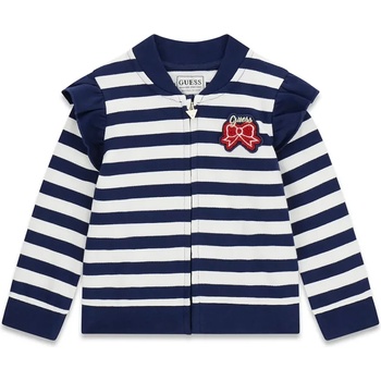 GUESS Раиран суичър за мини момиче в тъмно синьо и бяло с червена панделка Guess