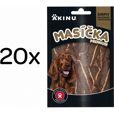 Akinu MASÍČKA PREMIUM Hovězí měkké plátky pamlsek pro psy 20 x 75 g