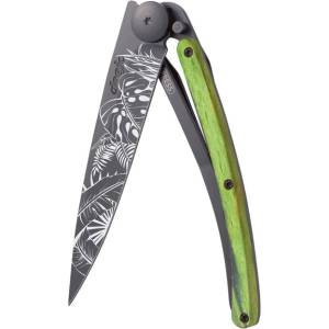 DEEJO 1gb161 tattoo black green beech / Ултралеко джобно ножче с дръжка от букова дървесина, боядисана в зелено (1gb161)