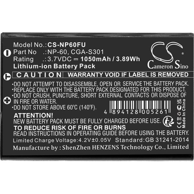 Cameron sino FUJI NP60 LiIon - Батерия за фотоапарат, 3.7 V, 1050 mAh Cameron Sino; CS-NP60FU (CS-NP60FU)