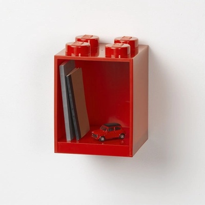 Dětská červená nástěnná police LEGO® Brick 4