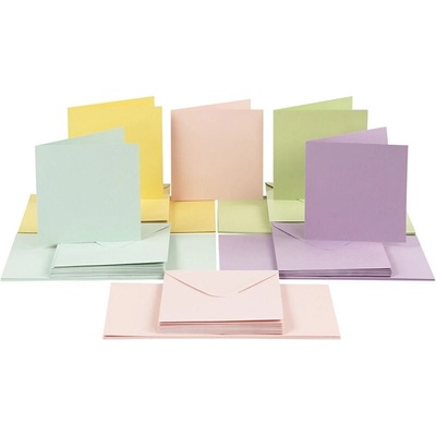 Creativ Company Přaní a obálky 15 × 15 cm (220 g/m2, 50 ks) - mix barev