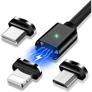 Essager 3 в 1 Магнитен Кабел Lightning / Type-C / Micro USB 3A за Бързо Зареждане 1 м