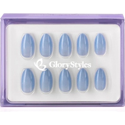 GloryStyles Nalepovací nehty světle modrý třpyt 04 24 ks