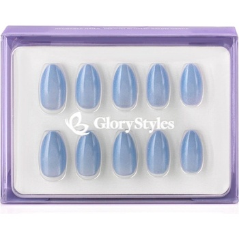 GloryStyles Nalepovací nehty světle modrý třpyt 04 24 ks