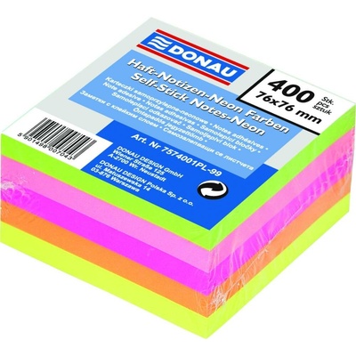 Samolepicí bloček, 76x76 mm, 5x80 lístků, DONAU, neonové barvy – Sleviste.cz
