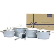 BELIS Smaltovaná sada nádobí 9-dílná - PREMIUM šedý