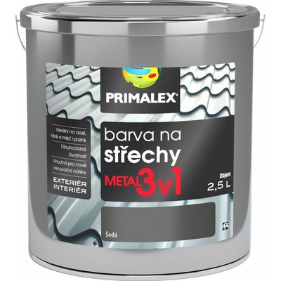 PRIMALEX barva na střechy Metal 3v1 2,5L šedá