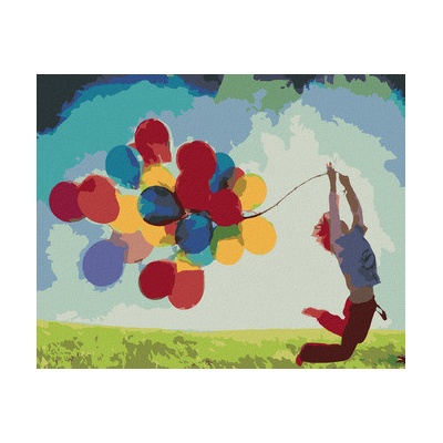 Zuty Malování podle čísel DÍTĚ A BAREVNÉ BALONKY