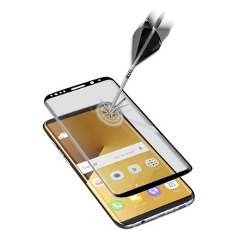 Cellularline Протектор от закалено стъкло /Tempered Glass/, Cellular Line Second Glass Ultra Curved, за Samsung S8 Plus, прозрачен с черна рамка (TEMPGCUGALS8PLK)