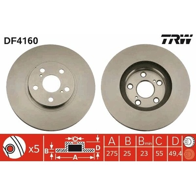 TRW Brzdový kotúč DF4160 sada 2 ks