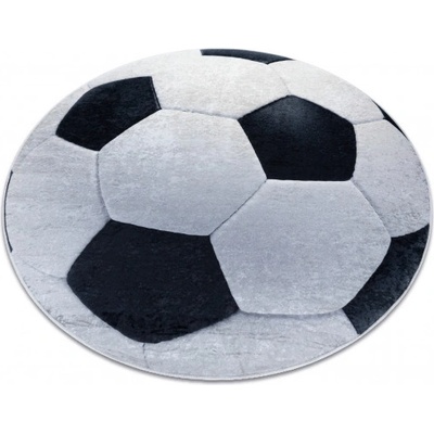 Bambino 2139 prateľný okrúhly koberec Futbal čierno/biely
