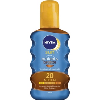 Nivea Sun Protect & Bronze olej na opalování spray podporující zhnědnutí SPF20 200 ml