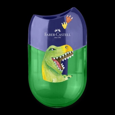 Strúhadlo Faber-Castell Dinosaurus 2 otvory, s odpadovou nádobkou -