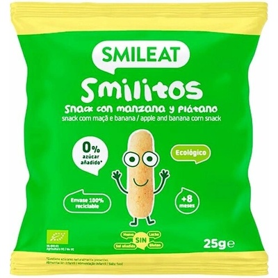Smileat BIO kukurčné chrumky banán a jablko s panenským olivovým olejom a vitamínom B1 8M+ 25 g