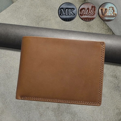 ARTEMO ražba vlastního monogramu - Pánská kožená peněženka s řetízkem a monogramem na míru