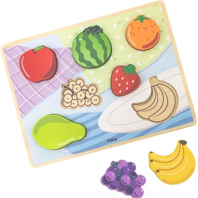 Viga Toys Релефен пъзел Viga Toys - Плодове (44704)