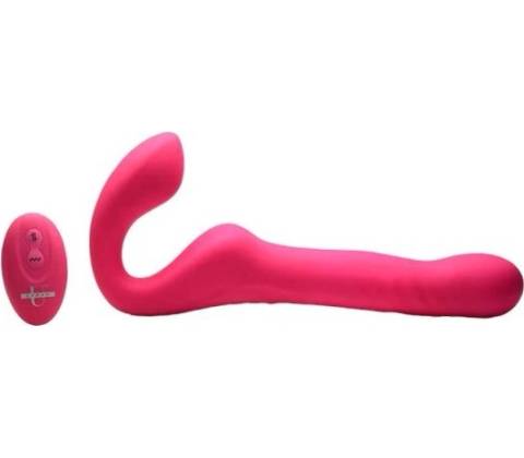 Strap U Mighty-Thrust Thrusting & Vibrating Strapless Strap-On with Remote Pink