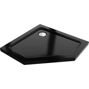 Mexen Flat петоъгълна корито slim 80 x 80 см, черно, хромиран сифон - 41P708080 (41P708080)