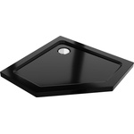Mexen Flat петоъгълна корито slim 80 x 80 см, черно, хромиран сифон - 41P708080 (41P708080)