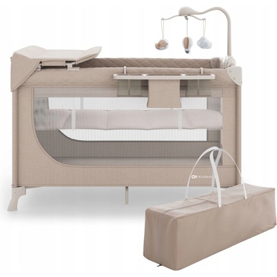 Kinderkraft cestovná postieľka LEODY UP beige with accessories