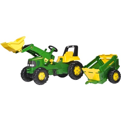 Rolly Toys Šlapací traktor Rolly Junior John Deere s nakladačem a vlekem
