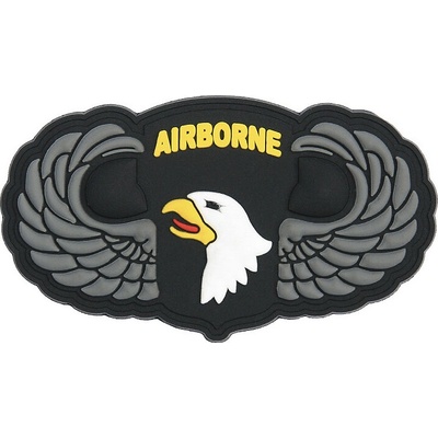 Gumová nášivka 101 Inc US 101st Airborne silver wings - farebná