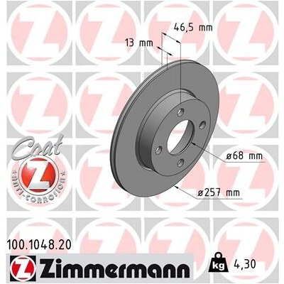 Brzdový kotúč ZIMMERMANN 100.1048.20 (100104820)
