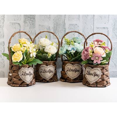 ИКЕБАНА ХВАЛКА С РОЗИ И ХРИЗАНТУМИ 21/10СМ (0171-1)