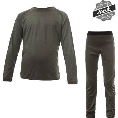 SENSOR MERINO AIR SET dětský triko dl.rukáv + spodky olive green - 120