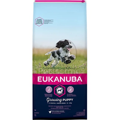 EUKANUBA Growing Puppy Medium Breed - Пилешко 15 кг