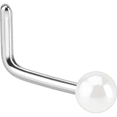 Šperky4U zahnutý piercing do nosu perlička N01049WH