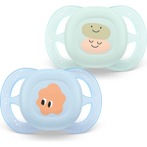 Philips Залъгалки Philips Avent Ultra Start 0-2м пастелни декор усмивка/очички, момче (Ultra Start)