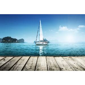 DIMEX ART Флизелинов фототапет яхта на дървения кей 375 x 250 см
