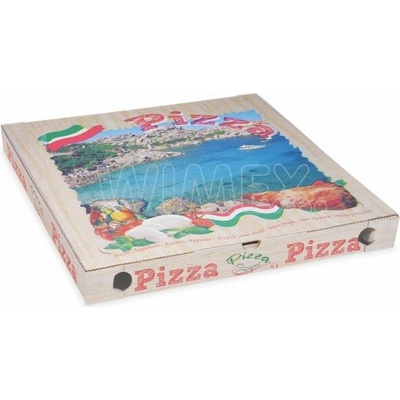 Krabice na pizzu (mikrovlnitá lepenka) G4 bílá s potiskem 50 x 50 x 5 cm [100 ks]