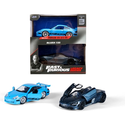 Jada Rychle a zběsile Twin Pack Brianovo Porsche 996 GT3 RS a Shawův McLaren Wave1:32 1:2