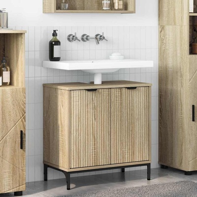 vidaXL Шкаф за мивка в баня с врата Сонома дъб 60, 5 x 33, 5 x 61 см (883416)
