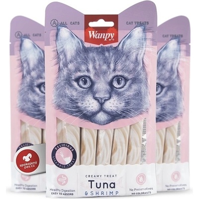 Wanpy Cat Creamy Lickable Treats Tuna & Shrimp 5 x 14 g