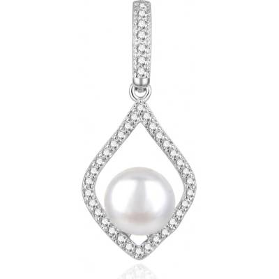 Beneto Elegantní stříbrný přívěsek se sladkovodní perlou AGH427PL