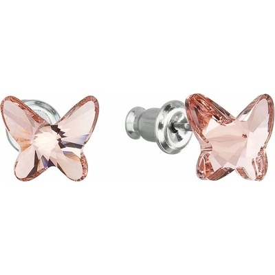 Evolution Group Náušnice s ružovo-oranžovými kryštálmi Swarovski Motýľ 51048.3 rose peach